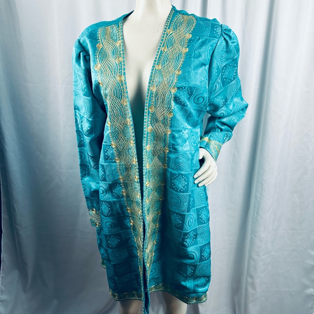 Rima Vintage Embroidered Open Front Cardigan Robe